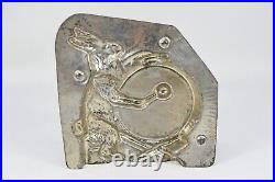 Antique French Letang Tinned Chocolate Mold Easter Bunny Rabbit Playing Drum