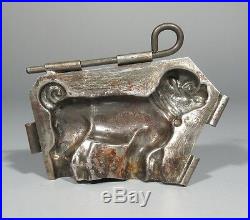 Antique French Tinned Chocolate Mold, Dog, French Bulldog, Signed Letang, Paris