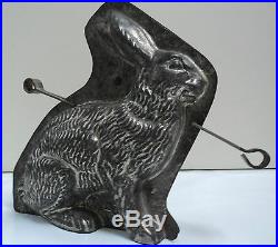 Antique French Tinned Metal Chocolate Mold Rabbit / Easter Bunny Letang Paris