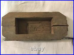 Antique French butter mold Wood Cow Carved Chocolate Form Culinary Farm France