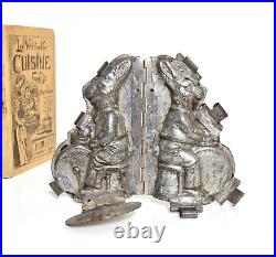 Antique French chocolate mold Vintage tin mould Rabbit Jazz band Music Musician