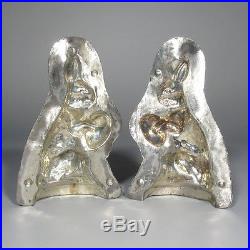 Antique French or German Tinned Metal Chocolate Rabbit Easter Bunny Mold, Egg