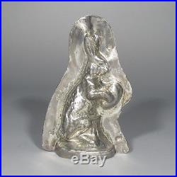 Antique French or German Tinned Metal Chocolate Rabbit Easter Bunny Mold, Egg
