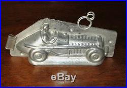 Antique French tin chocolate mold mould MAN DRIVING CAR RACECAR Letang
