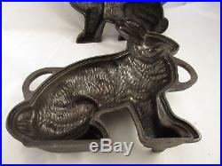 Antique GRISWOLD Cast Iron Easter Bunny Rabbit Cake Chocolate Mold 862 & 863