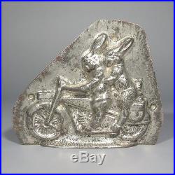 Antique German Chocolate Easter Bunny Mold Rabbit Motorcycle Signed Anton Reiche