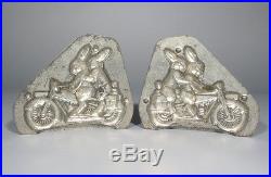Antique German Chocolate Easter Bunny Mold Rabbit Motorcycle Signed Anton Reiche