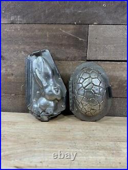 Antique German Chocolate Molds Walter Berlin One Bunny Rabbit One Dino Egg