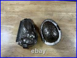 Antique German Chocolate Molds Walter Berlin One Bunny Rabbit One Dino Egg