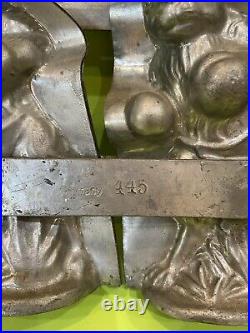 Antique German DOUBLE BOXING RABBIT Chocolate Mold Easter Candy Egg Bunny Rare