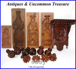 Antique German Handarbeit 13 Tall Cookie Mold, Gingerbread Form, Carved Wood