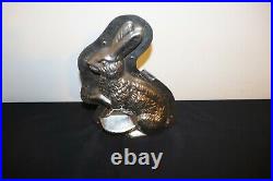 Antique German Hollow Easter Bunny Chocolate Candy Mold Metal Basket 12.5 Tall