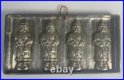 Antique German Santa Claus St. Nick Christmas Metal Chocolate Candy Mold