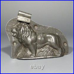 Antique German Tinned Metal Chocolate Mold, Lion, Signed Anton Reiche, Dresden