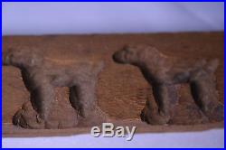 Antique Hand Carved Wood Candy Chocolate Cookie Animal Mold Has 5 Dogs Or Lambs