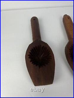 Antique Hand Carved Wooden Cookie Press Mold with Handle (Lot of of 4) Mammoul