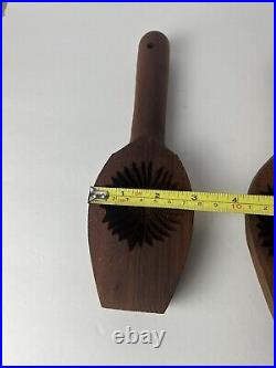 Antique Hand Carved Wooden Cookie Press Mold with Handle (Lot of of 4) Mammoul