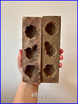 Antique Handmade Wooden Cookie Rice Mold Set