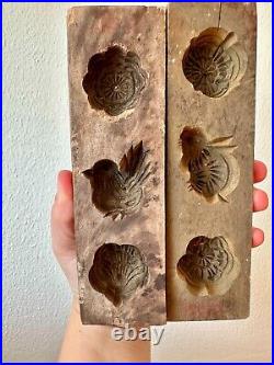 Antique Handmade Wooden Cookie Rice Mold Set