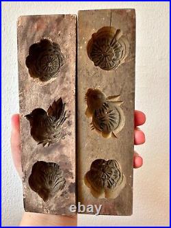 Antique Handmade Wooden Cookie Rice Mold Set