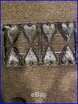 Antique Heavy Aluminum- Tin Valentines Day Chocolate Heart Mold(4)