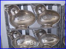 Antique Heavy Duty Metal CHICKS Little Peeps Hinged Chocolate Candy Mold