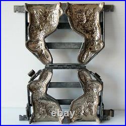 Antique Heavy Hinged Metal 2 Classic Sitting Hare Chocolate Mold