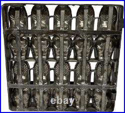 Antique Heavy Metal Hinged Bunny Rabbit Chocolate Mold with 10 Rabbits Easter