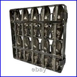 Antique Heavy Metal Hinged Bunny Rabbit Chocolate Mold with 10 Rabbits Easter