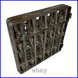 Antique Heavy Metal Hinged Bunny Rabbit Chocolate Mold with 10 Rabbits Easter