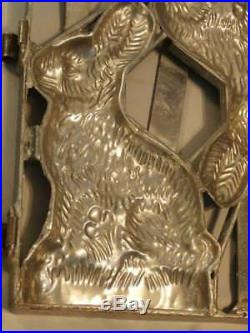 Antique Heavy Metal Hinged Double Caged Easter Bunny Rabbit Chocolate Mold