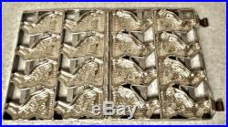 Antique Heavy Metal Hinged German 8 Bunny Rabbit Chocolate Mold Candy Easter