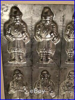 Antique- Heavy Tin- Aluminum Old World Santa Chocolate Mold(21)