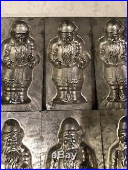 Antique- Heavy Tin- Aluminum Old World Santa Chocolate Mold(21)