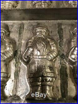 Antique- Heavy Tin- Aluminum Old World Santa Chocolate Mold(21)