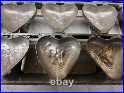 Antique Hinged 24 Hearts With Cupid Chocolate Candy Mold