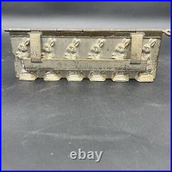 Antique Hinged Chocolate Mold Bunny Standing 6 Rabbits Made In Germany #304