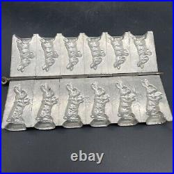 Antique Hinged Chocolate Mold Bunny Standing 6 Rabbits Made In Germany #304