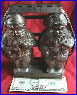 Antique Hinged Double Santa Claus Chocolate Mold (Anton Reiche, Germany) c. 1920