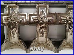 Antique Hinged & Hanging Chocolate Mold Four Easter Crosses 4.25 x 2.25