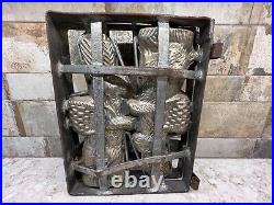 Antique Hinged Large 11 Double Rabbit With Basket Chocolate Candy Mold