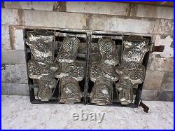 Antique Hinged Large 11 Double Rabbit With Basket Chocolate Candy Mold