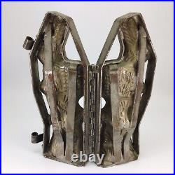Antique Hinged Metal Easter Bunny Rabbit Basket Chocolate Candy Mold 10 3/4