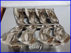 Antique Hinged Metal Penguin 4 Slot Double Chocolate Candy Molds 4 Tall