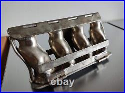 Antique Hinged Metal Penguin 4 Slot Double Chocolate Candy Molds 4 Tall