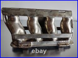Antique Hinged Metal Penguin 4 Slot Double Chocolate Candy Molds 4 Tall