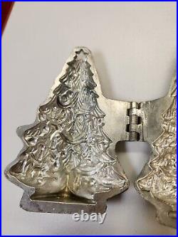Antique Hinged Pewter Christmas Tree Ice Cream Mold Fr. Krauss' Son #614 Rare