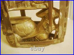 Antique Hinged TRIPLE Chocolate Mold BUNNY Rabbit Pulling EGG Cart Anton Reiche