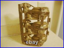 Antique Hinged TRIPLE Chocolate Mold BUNNY Rabbit Pulling EGG Cart Anton Reiche