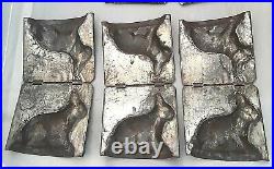 Antique Hinged Tin Chocolate Mold Set with Rack, Set of 6 Rabbits-Unique